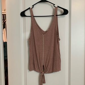 Cute and casual cream/maroon tied tank top size small
